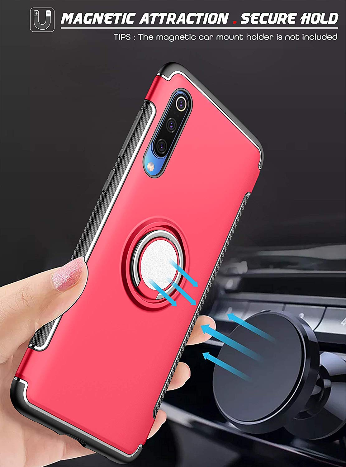 Protectores para celular  para Xiaomi  Mi 9 Se Funda reforzada con anillo v1 Rojo