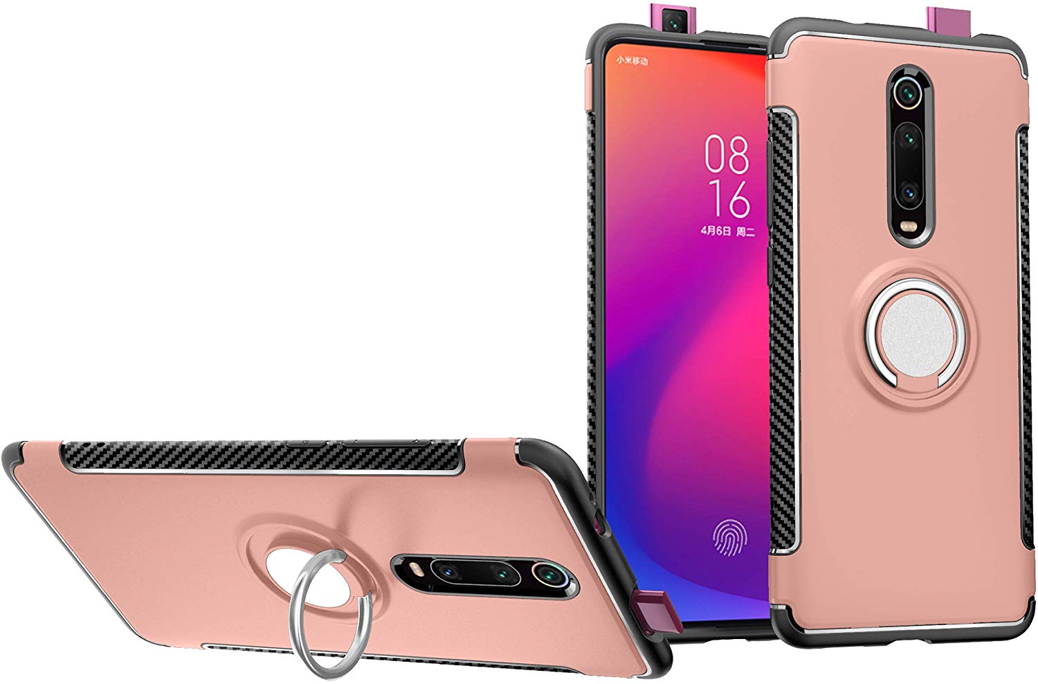Protectores para celular  para Xiaomi  Mi 9T Funda reforzada con anillo v1 Rosa