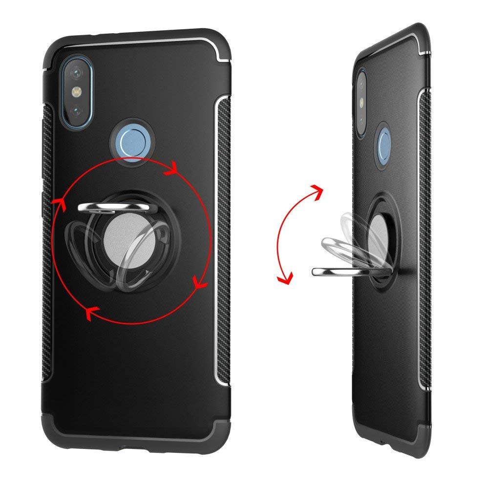 Protectores para celular  para Xiaomi  MI A2 / 6X Funda reforzada con anillo v1 Negro