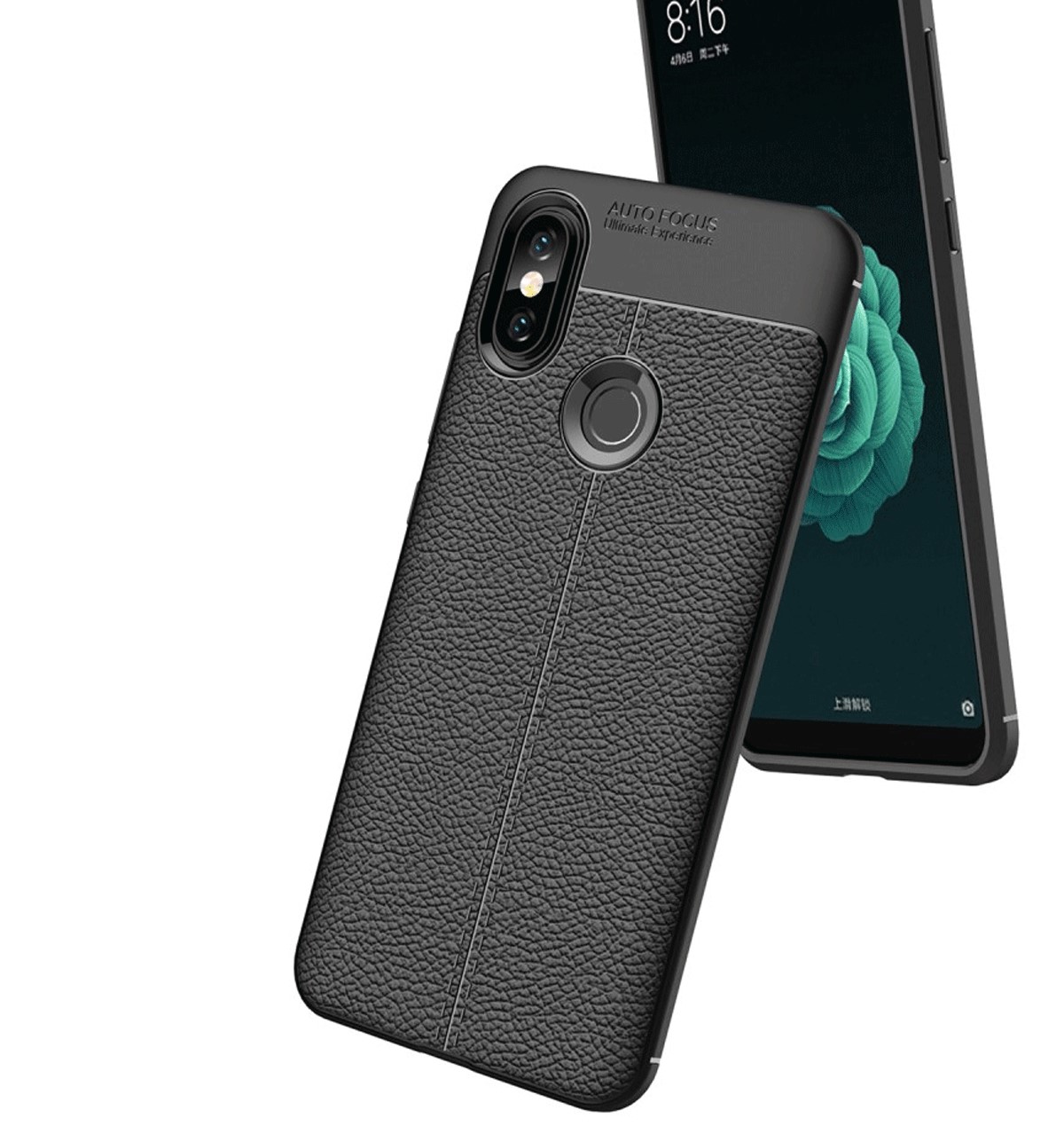 Protectores para celular  para Xiaomi  MI A2 / 6X Funda de tpu s�mil cuero Negro