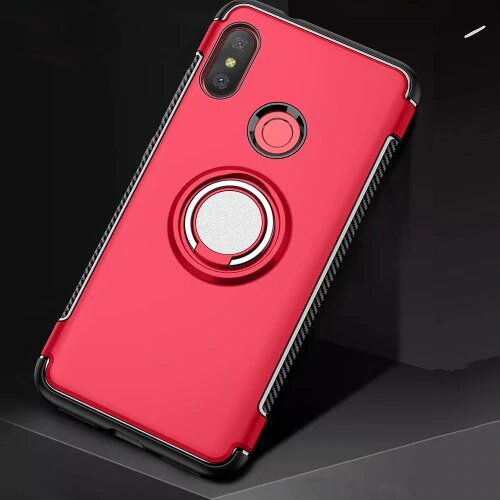 Protectores para celular  para Xiaomi  MI A2 Lite / Redmi 6 Pro Funda reforzada con anillo v1 Rojo