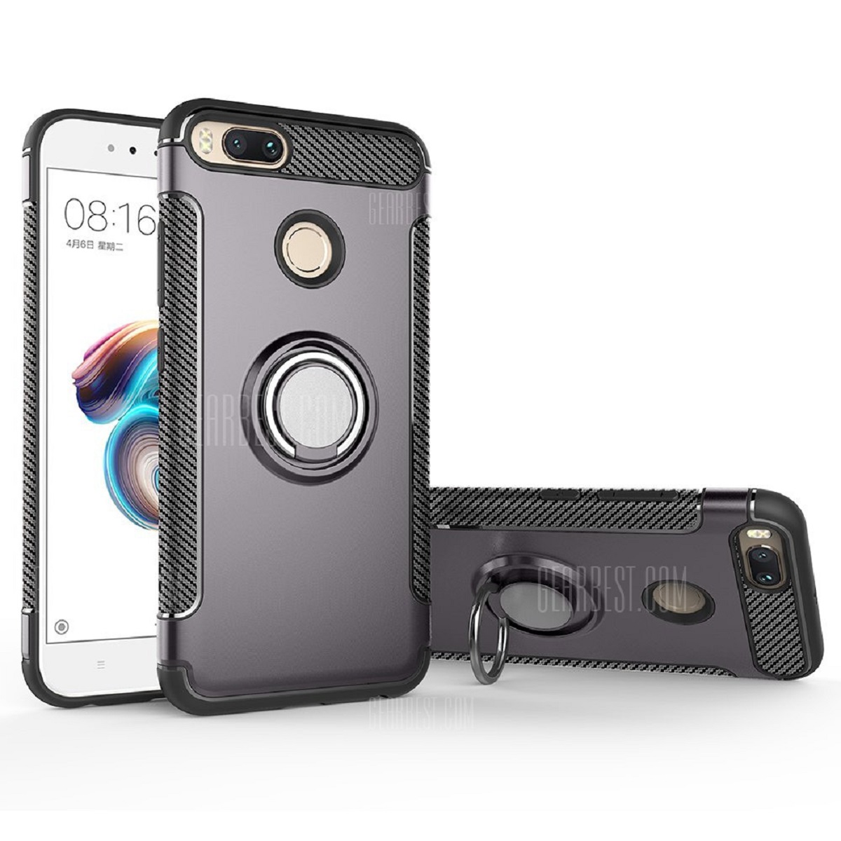 Protectores para celular  para Xiaomi  5x / MI A1 Funda reforzada con anillo v1 Gris
