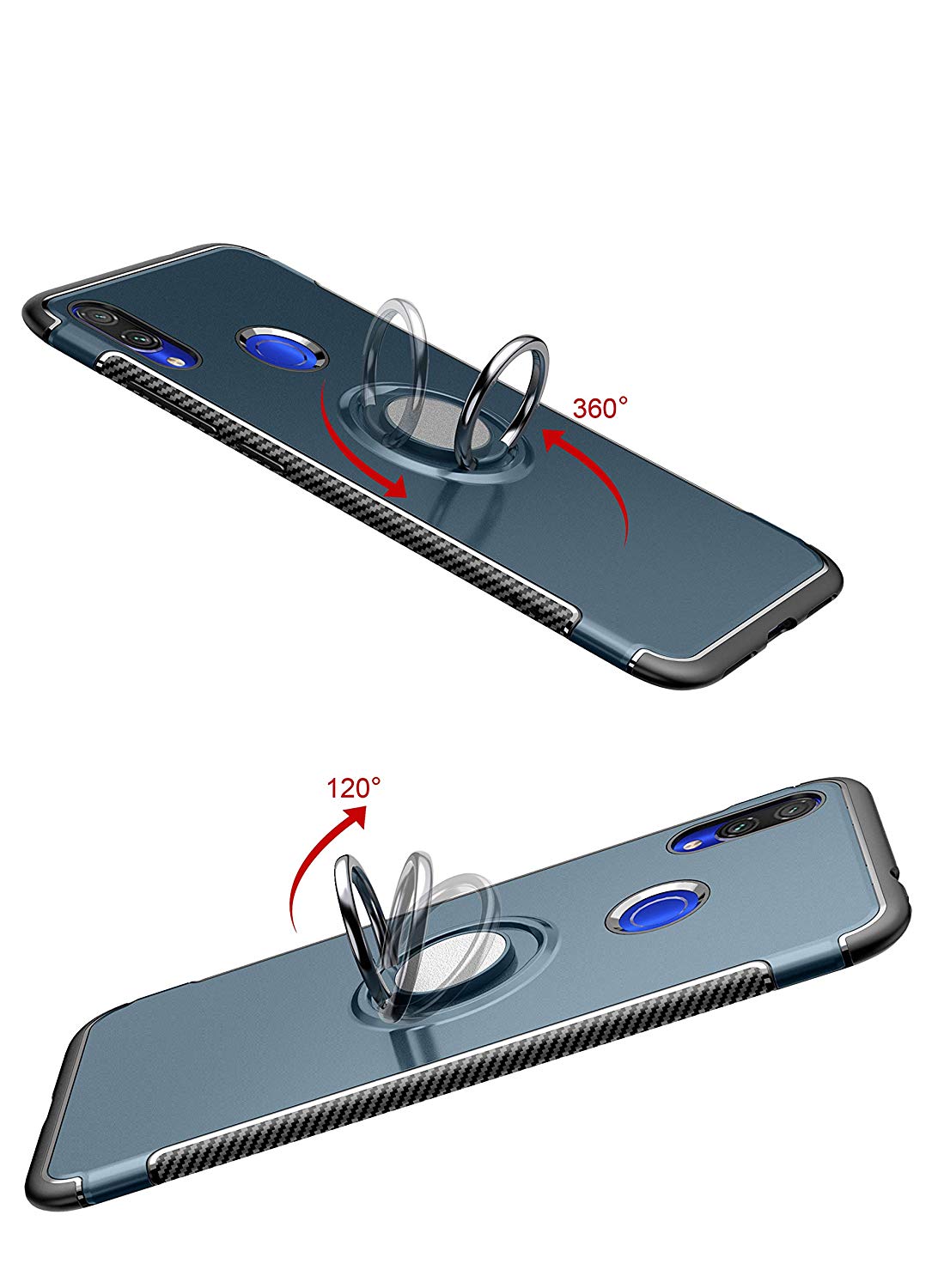Protectores para celular  para Xiaomi  Redmi 7 Funda reforzada con anillo v1 Azul