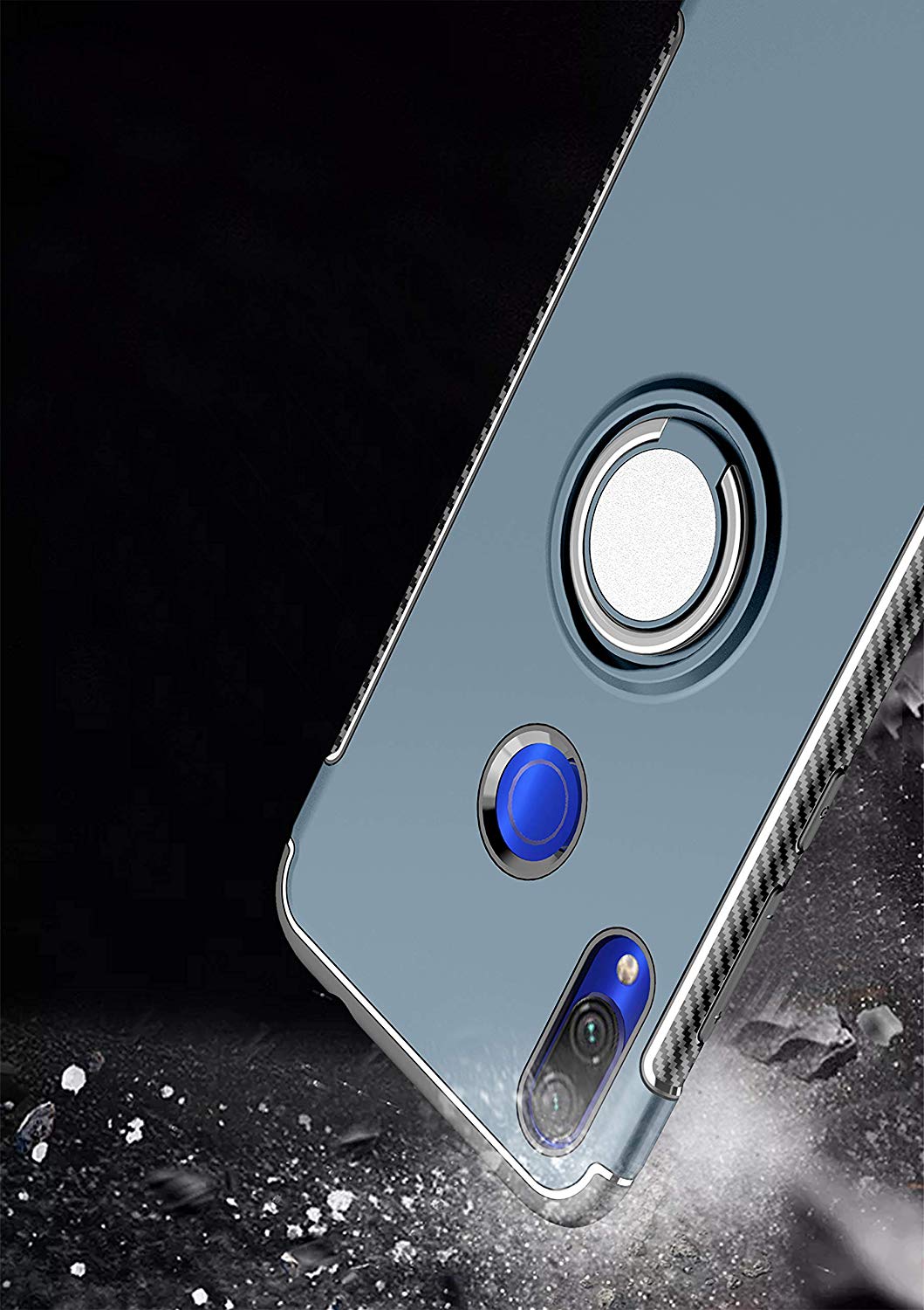 Protectores para celular  para Xiaomi  Redmi 7 Funda reforzada con anillo v1 Azul