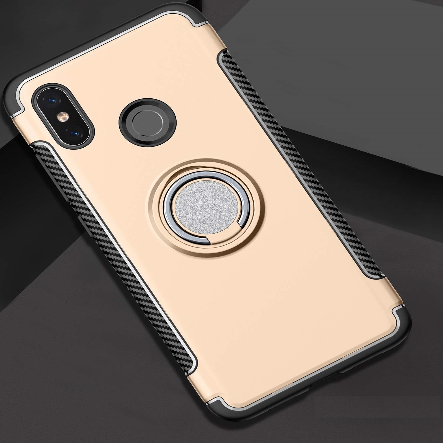 Protectores para celular  para Xiaomi  Mi 8 Funda reforzada con anillo v1 Dorado