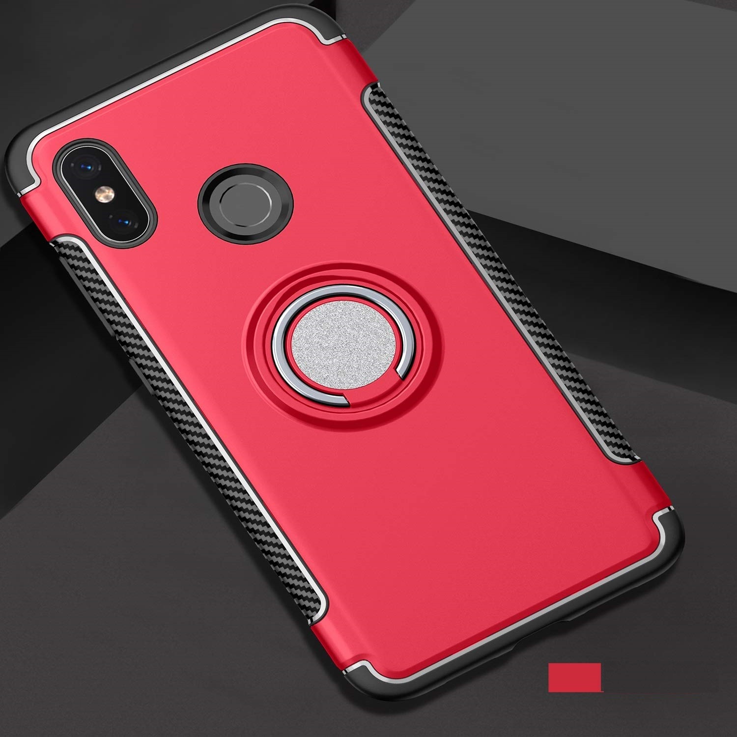 Protectores para celular  para Xiaomi  Mi 8 Funda reforzada con anillo v1 Rojo