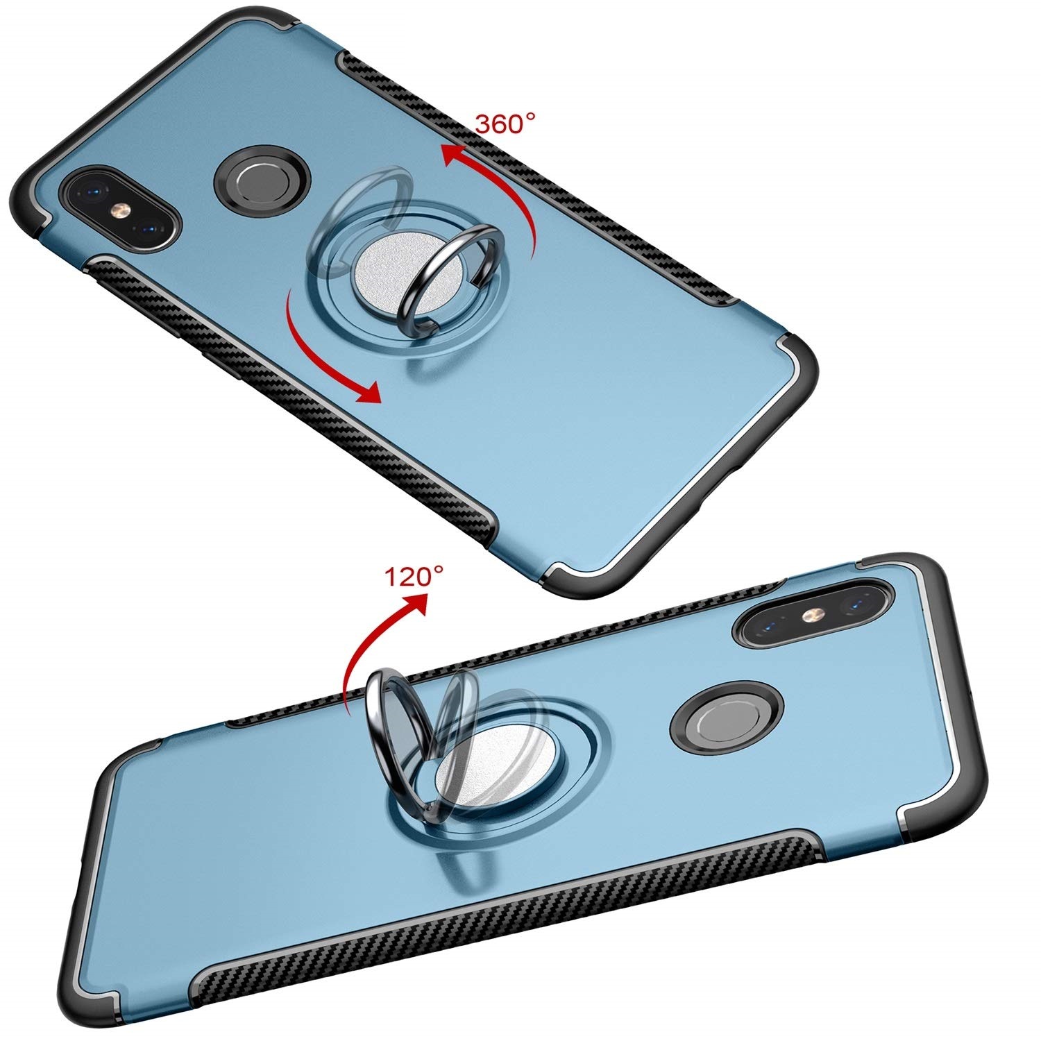 Protectores para celular  para Xiaomi  Mi 8 Funda reforzada con anillo v1 Azul