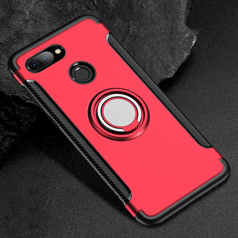 Protectores para celular  para Xiaomi  Mi 8 Lite Funda reforzada con anillo v1 Rojo
