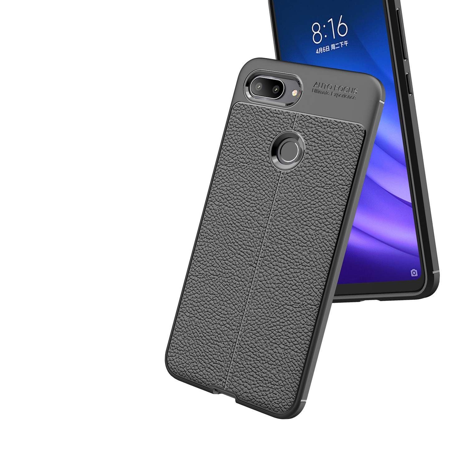 Protectores para celular  para Xiaomi  Mi 8 Lite Funda de tpu s�mil cuero Negro