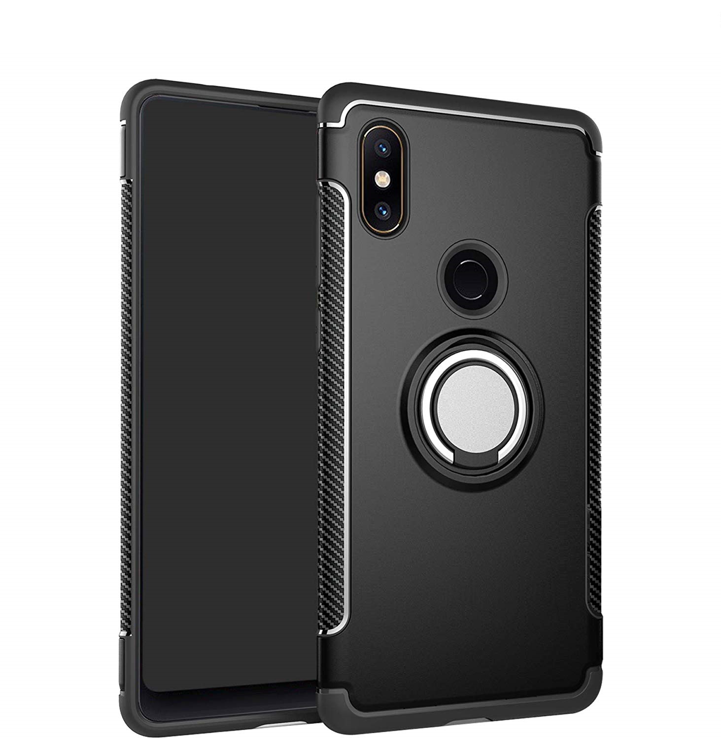 Protectores para celular  para Xiaomi  Mi Mix 2s Funda reforzada con anillo v1 Negro