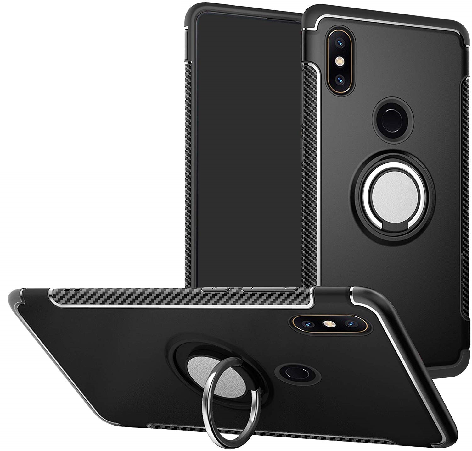 Protectores para celular  para Xiaomi  Mi Mix 2s Funda reforzada con anillo v1 Negro