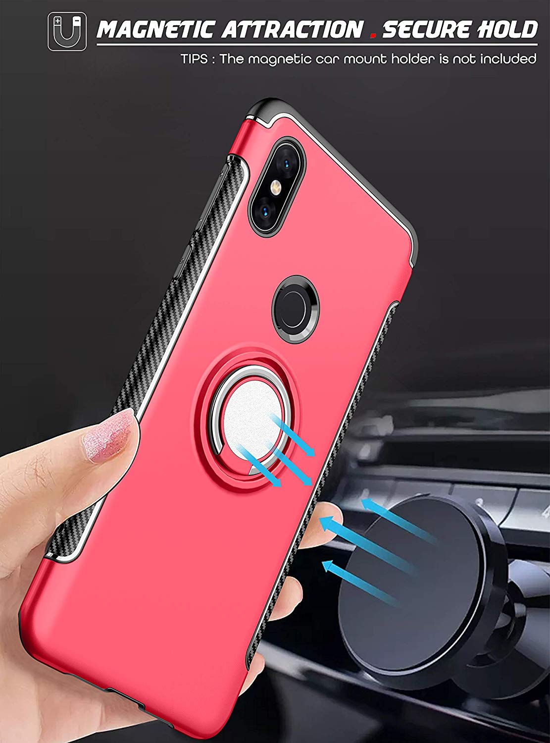 Protectores para celular  para Xiaomi  Mi Mix 3 Funda reforzada con anillo v1 Rojo
