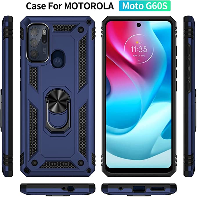 Protectores para celular  para Motorola  Moto G60s Funda reforzada con anillo v2 azul