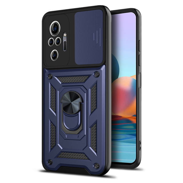 Protectores para celular  para Xiaomi  Redmi Note 10 / 10s Funda reforzada con anillo v3 cubre c�mara Azul