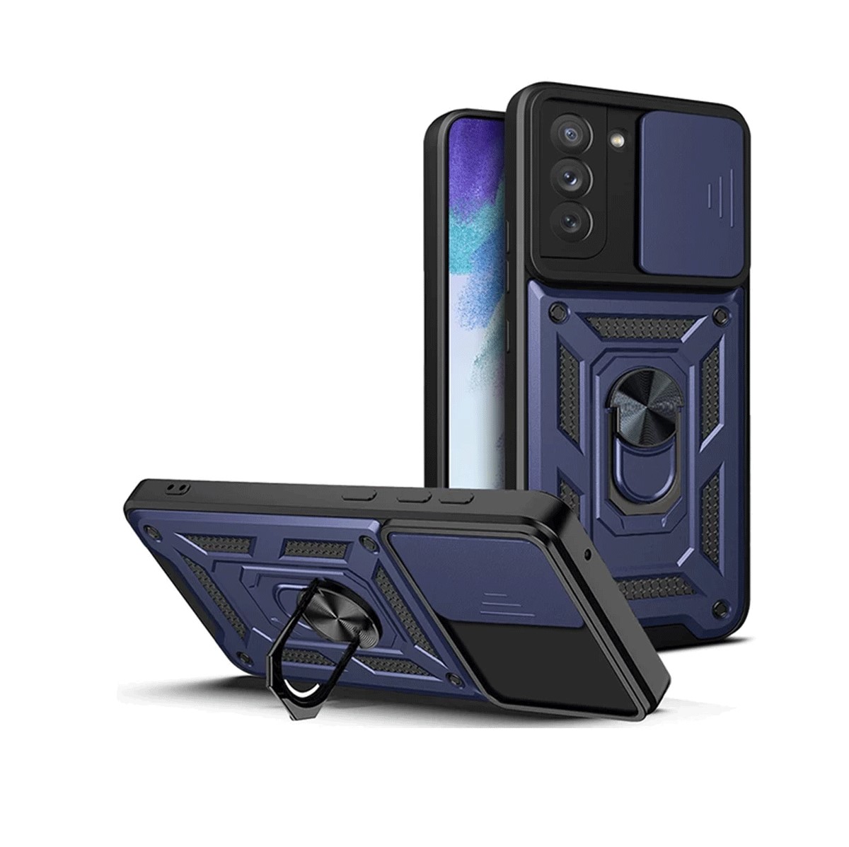 Protectores para celular  para Samsung  S20 Fe Funda reforzada con anillo v3 cubre c�mara Azul