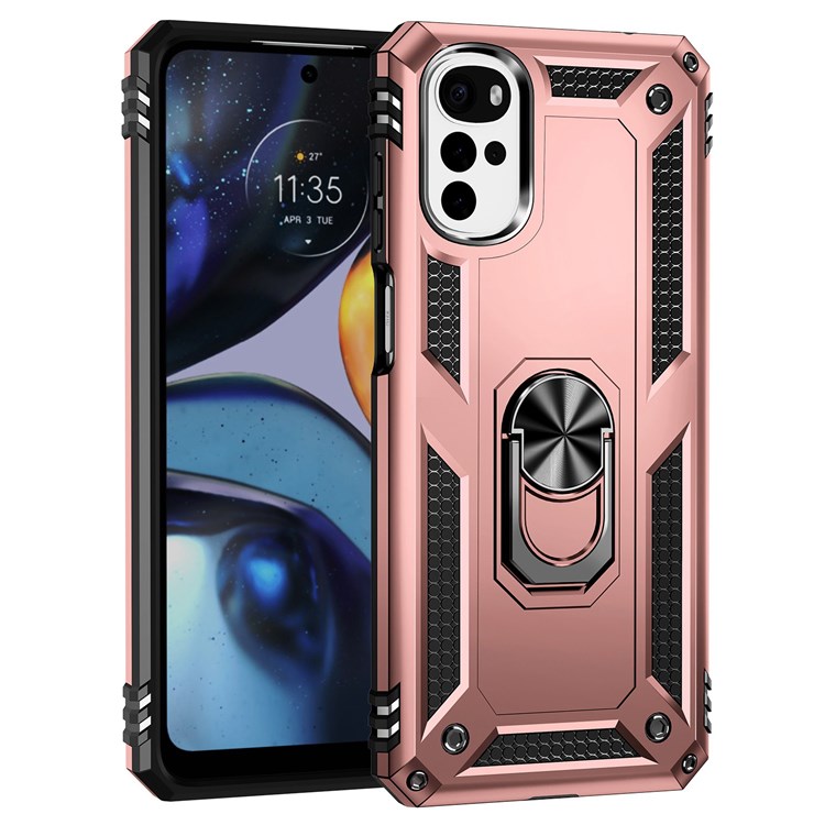 Protectores para celular  para Motorola  Moto G22 Funda reforzada con anillo v2 Rosa