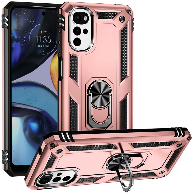 Protectores para celular  para Motorola  Moto G22 Funda reforzada con anillo v2 Rosa