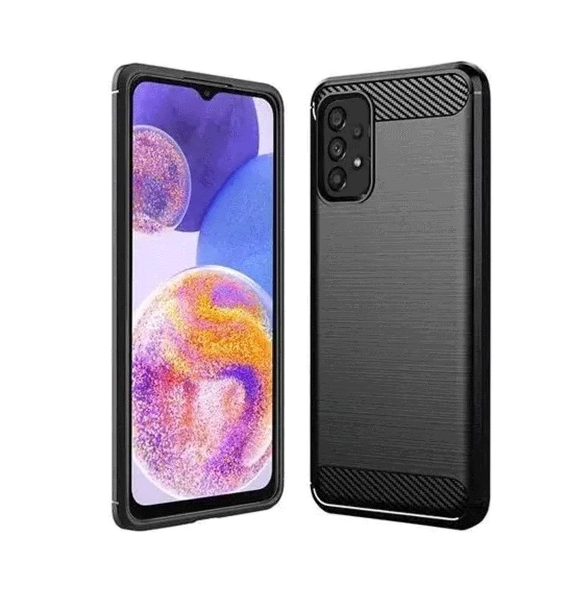 Protectores para celular  para Samsung  A23 Funda de tpu fibra de carbono Negro