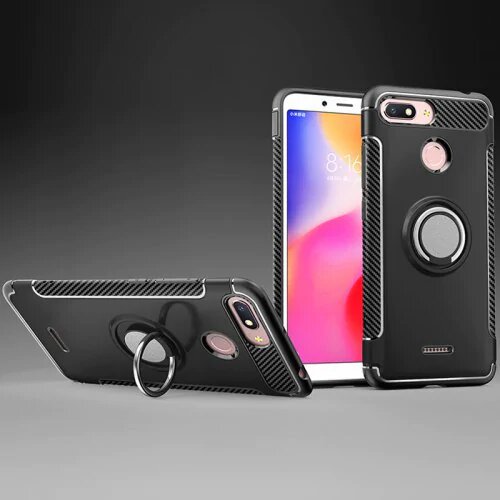Protectores para celular  para Xiaomi  Redmi 6/6a Funda reforzada con anillo v1 Negro