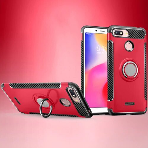 Protectores para celular  para Xiaomi  Redmi 6/6a Funda reforzada con anillo v1 Rojo