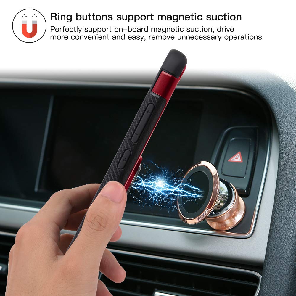 Protectores para celular  para Xiaomi  Redmi Note 6 Pro Funda reforzada con anillo v1 Rojo