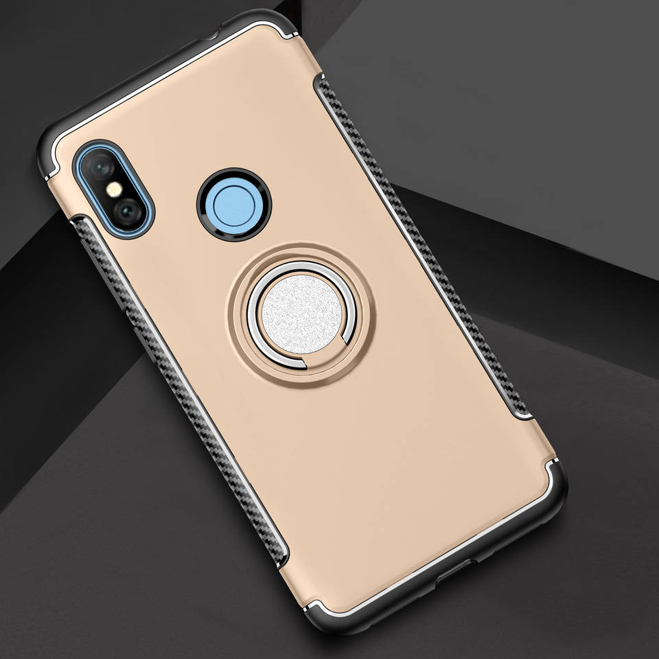Protectores para celular  para Xiaomi  Redmi Note 6 Pro Funda reforzada con anillo v1 Dorado