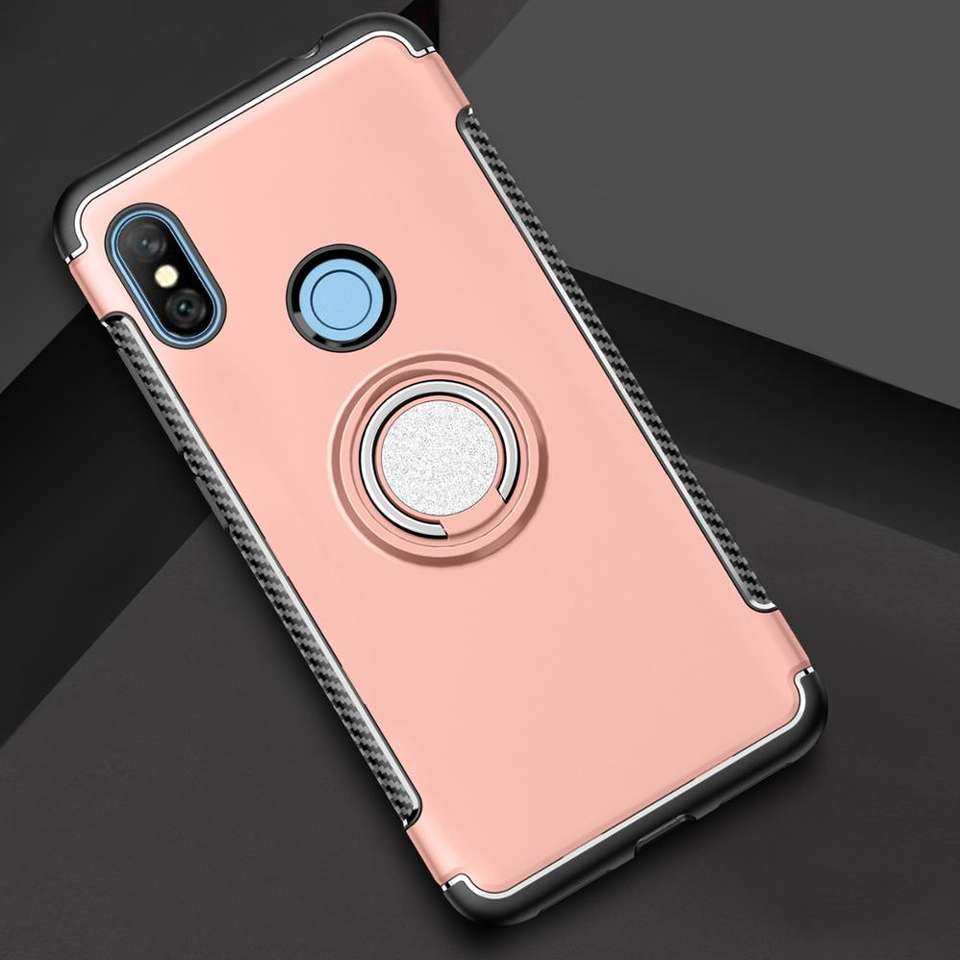 Protectores para celular  para Xiaomi  Redmi Note 6 Pro Funda reforzada con anillo v1 Rosa