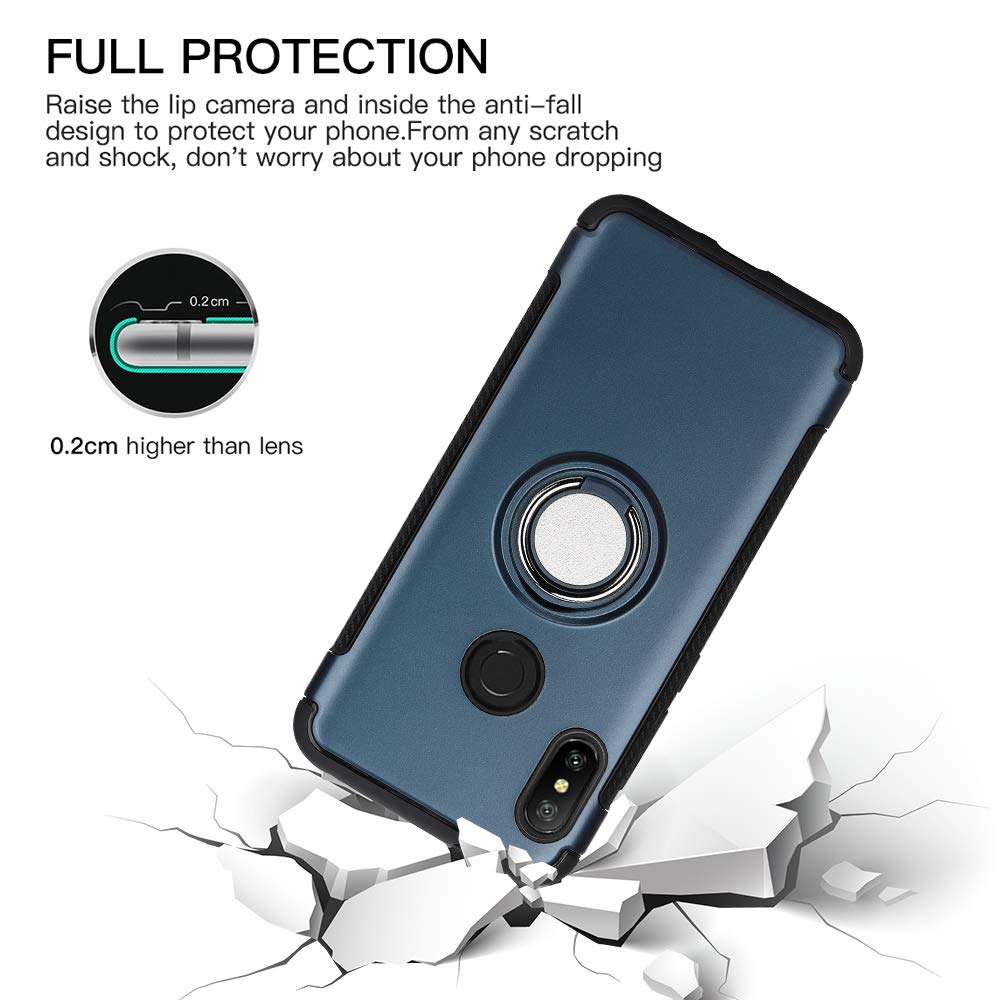 Protectores para celular  para Xiaomi  Redmi Note 6 Pro Funda reforzada con anillo v1 Azul
