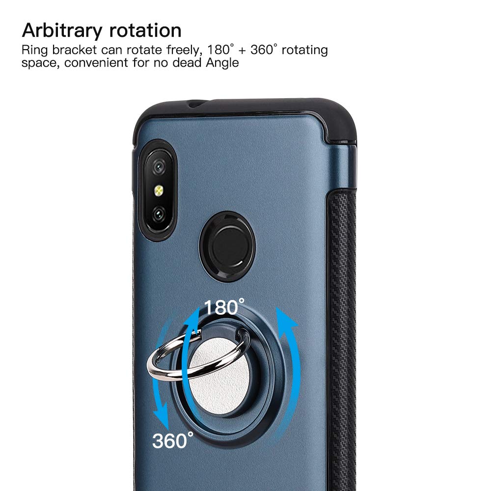 Protectores para celular  para Xiaomi  Redmi Note 6 Pro Funda reforzada con anillo v1 Azul