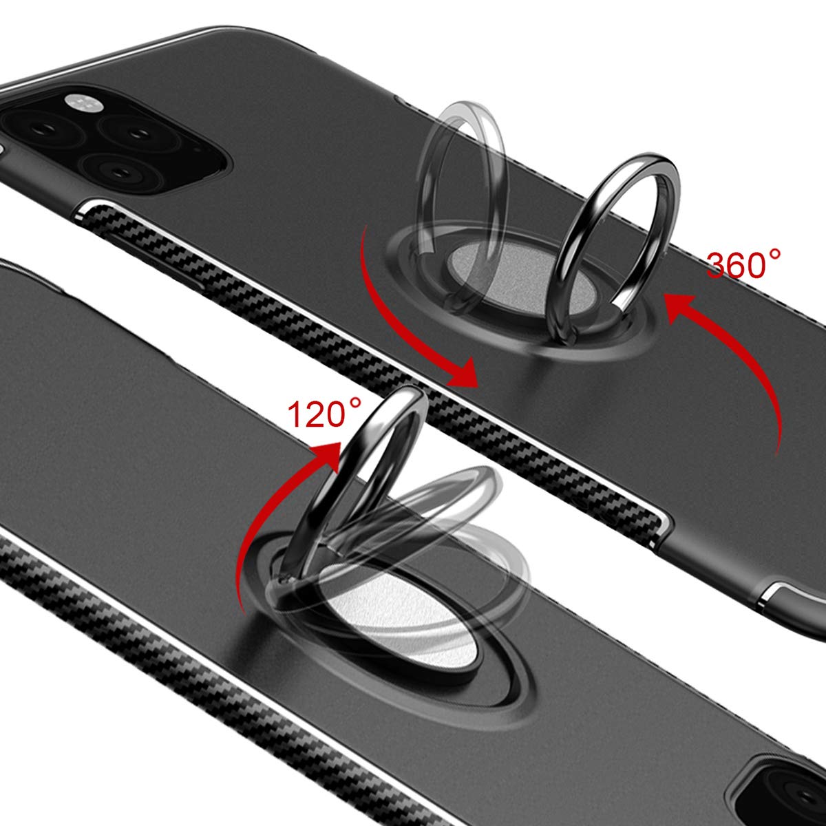 Protectores para celular  para Apple  iPhone 11 Pro Max (6.5) Funda reforzada con anillo v1 Negro