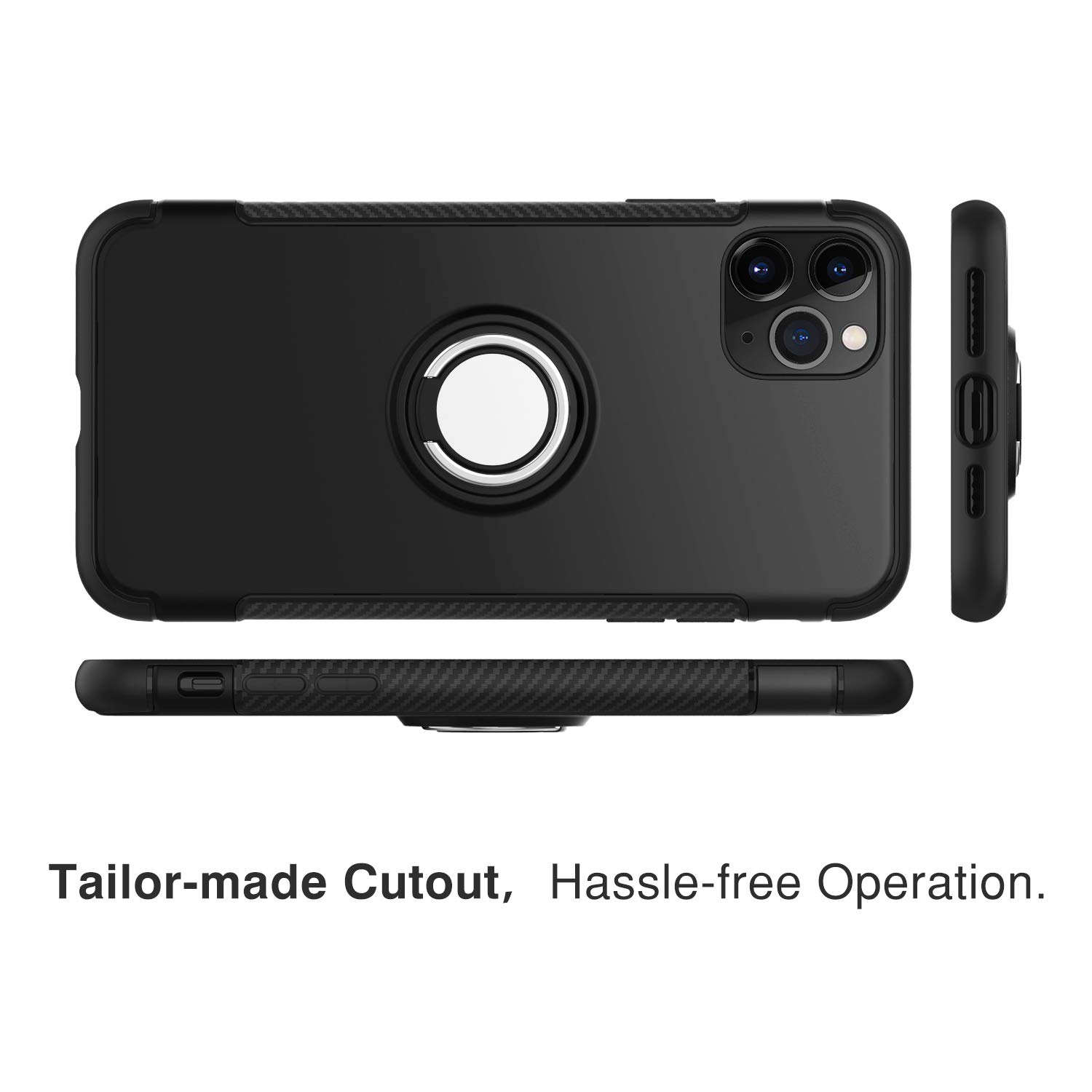 Protectores para celular  para Apple  iPhone 11 Pro Max (6.5) Funda reforzada con anillo v1 Negro