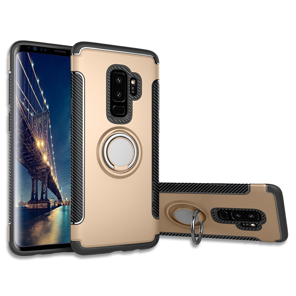 Protectores para celular  para Samsung  S9 Plus Funda reforzada con anillo v1 Dorado