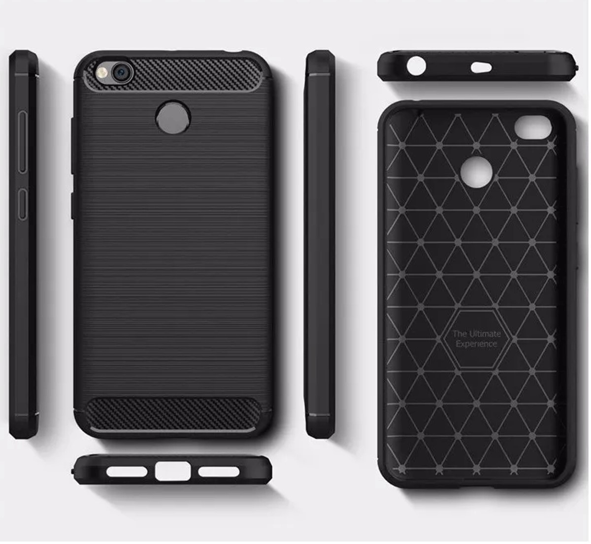 Protectores para celular  para Xiaomi  Redmi 4x Funda de tpu fibra de carbono Negro
