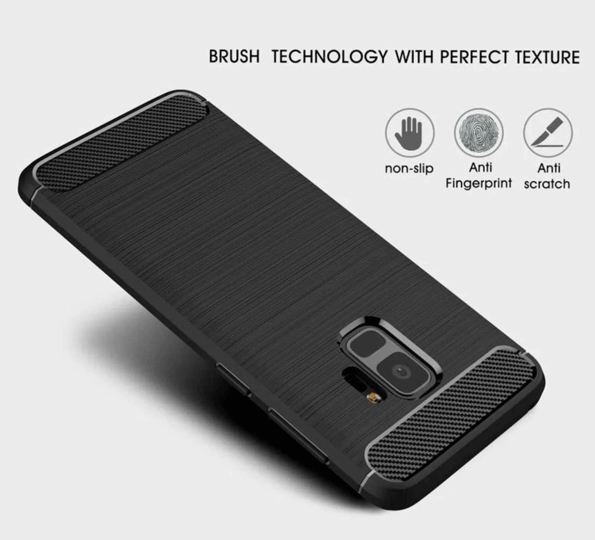 Protectores para celular  para Samsung  S9 Funda de tpu fibra de carbono Negro