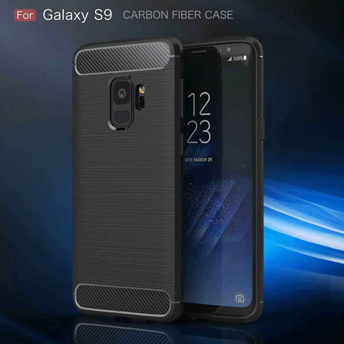 Protectores para celular  para Samsung  S9 Funda de tpu fibra de carbono Negro