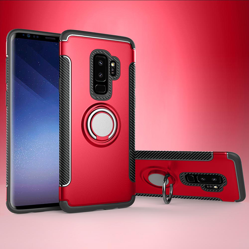 Protectores para celular  para Samsung  S9 Funda reforzada con anillo v1 Rojo