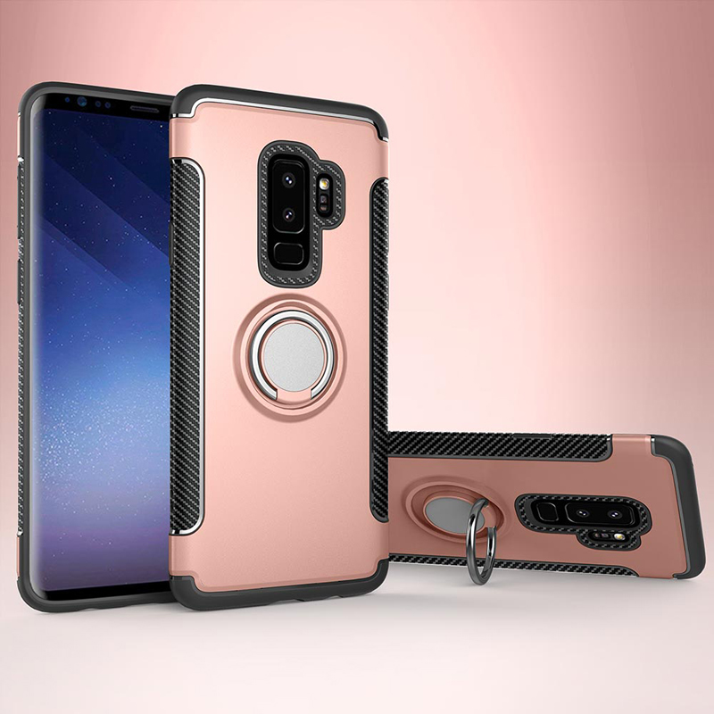 Protectores para celular  para Samsung  S9 Funda reforzada con anillo v1 Rosa