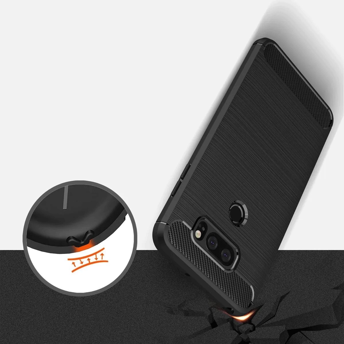Protectores para celular  para Lg  V30 Funda de tpu fibra de carbono Negro