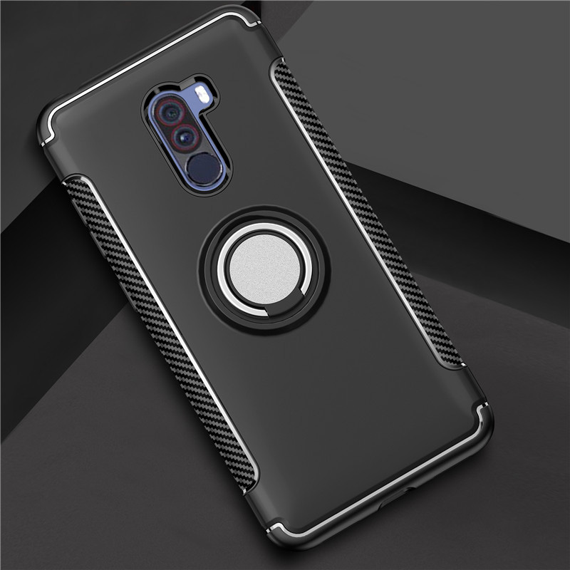 Protectores para celular  para Xiaomi  Pocophone F1 Funda reforzada con anillo v1 Negro