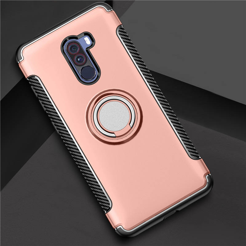 Protectores para celular  para Xiaomi  Pocophone F1 Funda reforzada con anillo v1 Rosa