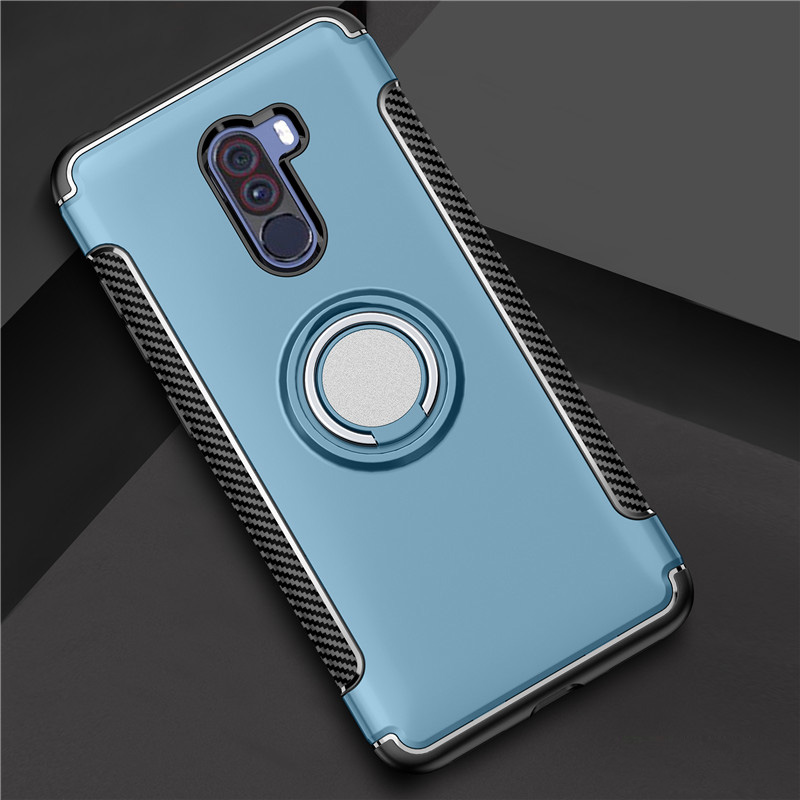 Protectores para celular  para Xiaomi  Pocophone F1 Funda reforzada con anillo v1 Azul