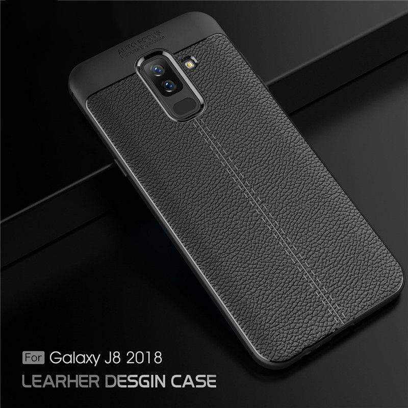 Protectores para celular  para Samsung  J8 2018 Funda de tpu s�mil cuero Negro
