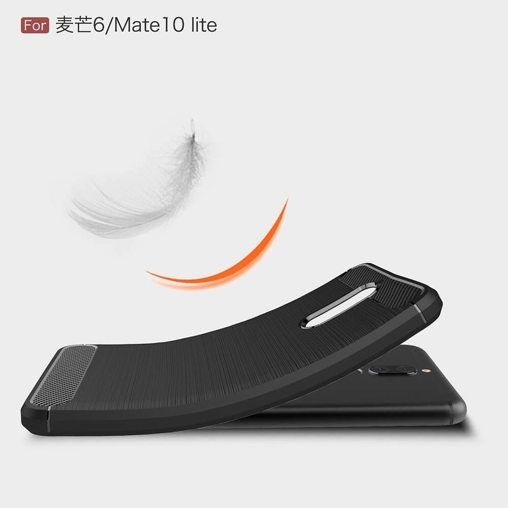 Protectores para celular  para Huawei  Mate 10 Lite Funda de tpu fibra de carbono Negro