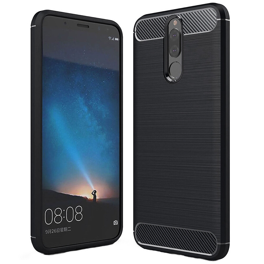 Protectores para celular  para Huawei  Mate 10 Lite Funda de tpu fibra de carbono Negro