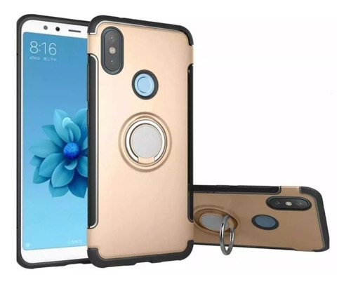 Protectores para celular  para Huawei  P20 Lite Funda reforzada con anillo v1 Dorado