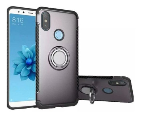 Protectores para celular  para Huawei  P20 Lite Funda reforzada con anillo v1 Gris
