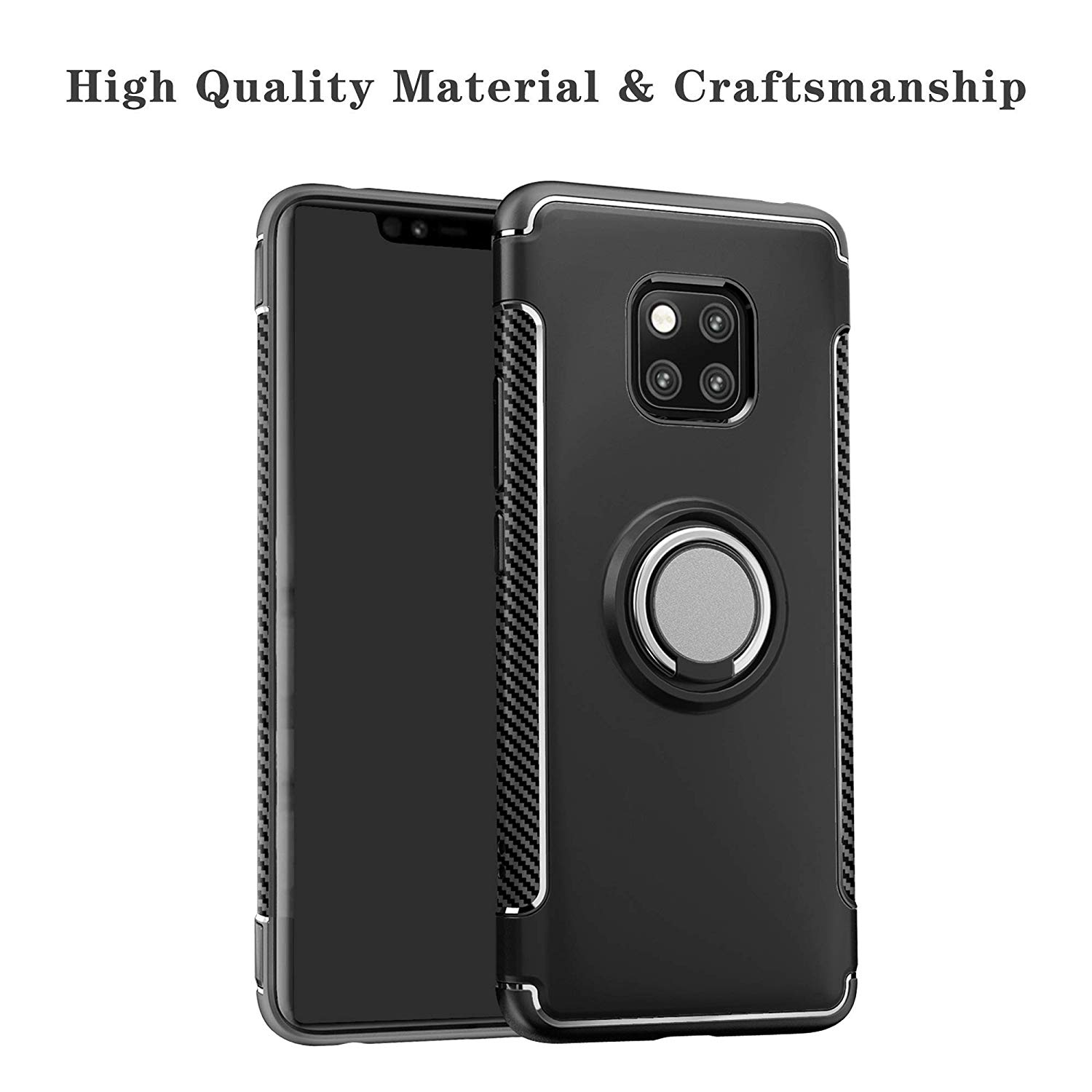 Protectores para celular  para Huawei  Mate 20 Pro Funda reforzada con anillo v1 Negro
