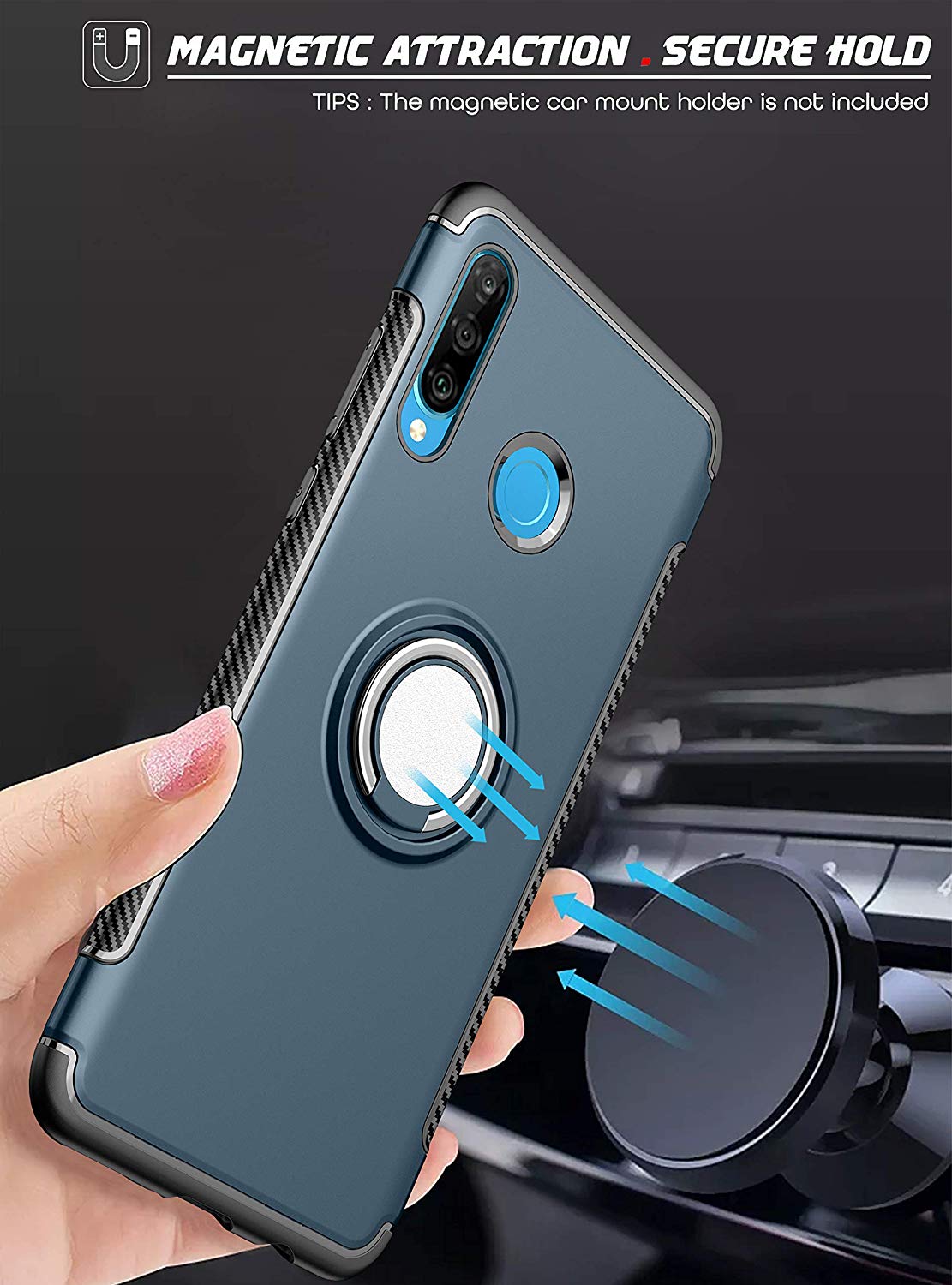 Protectores para celular  para Huawei  P30 Lite Funda reforzada con anillo v1 Azul