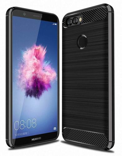 Protectores para celular  para Huawei  P Smart Funda de tpu fibra de carbono Negro