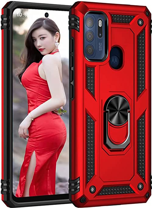 Protectores para celular  para Motorola  Moto G60s Funda reforzada con anillo v2 Rojo
